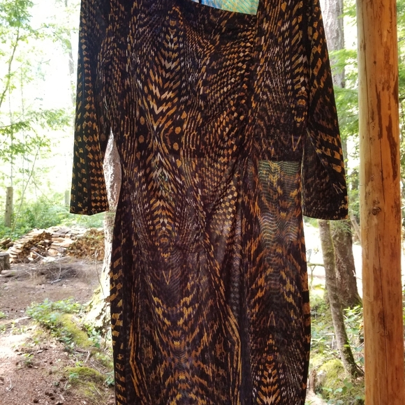 Asymmetrical Midi Dress Betty Barclay Collection Large Wild Pattern Brown Black - Picture 8 of 8